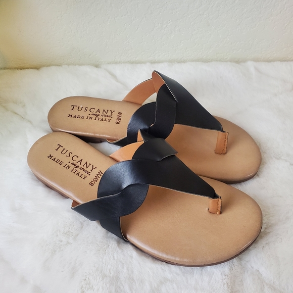 Tuscany Easy Street Abriana black flip flops slides sandals Size 8.5 - Picture 2 of 6